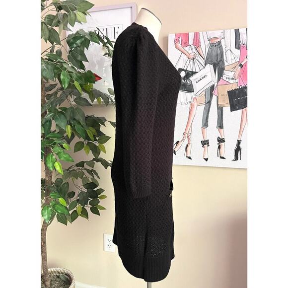 Tibi Womens Vintage Y2K Black Wool Cashmere Midi Old Money Sweater Dress Sz M - Picture 7 of 10